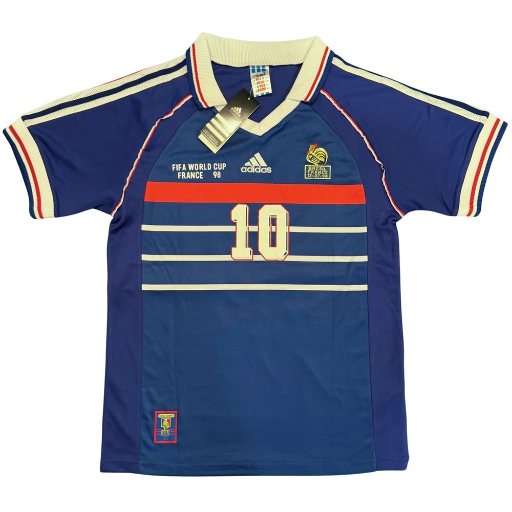 France 1998 World Cup Zidane #10 Blue Soccer Shirt Jersey Vintage Size M-L